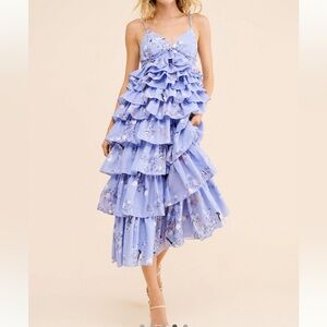 Geisha Designs Sleeveless Floral Tiered Midi Dress